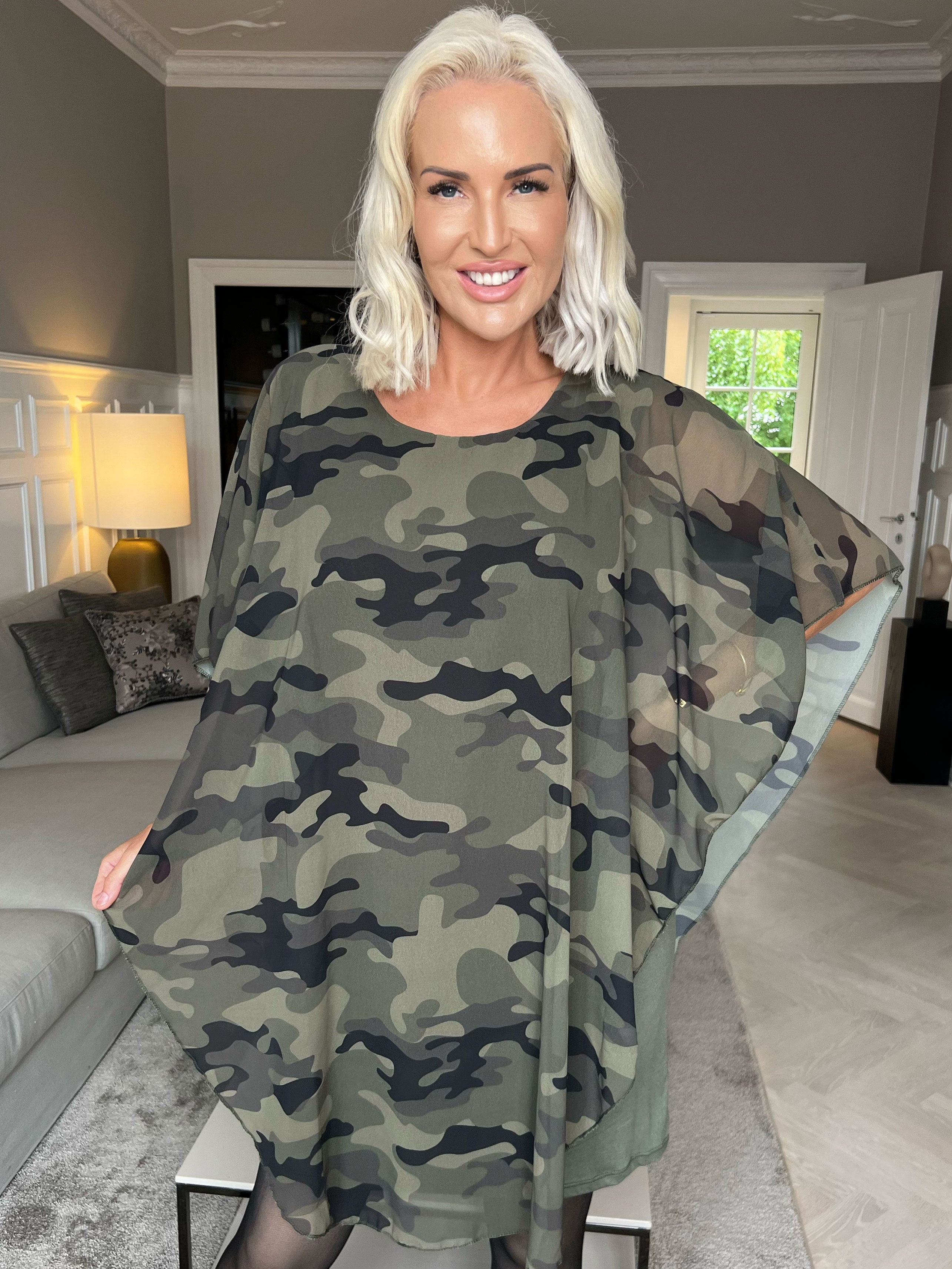 Kenya Camo - Tunikakjole med chiffonlag